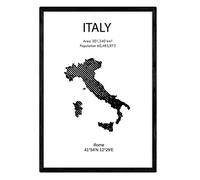 Nacnic Affiche d'Italie. Lames de pays et de continents du monde. Taille A3 avec cadre