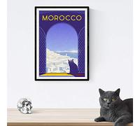 Nacnic Affiche du Maroc Vintage Poster ville en couleurs Annonce Maroc Format A3 avec cadre