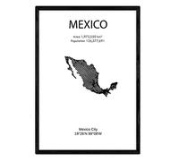 Nacnic Affiche du Mexique. Feuilles de pays et continents. format A3