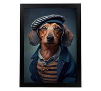 Nacnic Affiche du Teckel en style photographie. Illustrations amusantes et réalistes d'animaux en vêtements humains. Design d'intérieur et décoration. A4.