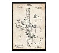 Nacnic Affiche HELICOPTERE de brevet Partie 2. Plaque avec l'ancien brevet de dessin en format A3 et vintage background