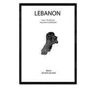 Nacnic Affiche Liban. Feuilles de pays et continents. format A3