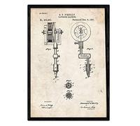 Nacnic Affiche machine de tatouage de brevet. Feuille avec le vieux brevet de dessin en format A3 et vintage background