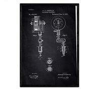 Nacnic Affiche machine de tatouage de brevet. Fiche avec l'ancien format A3 de brevet de conception avec fond noir