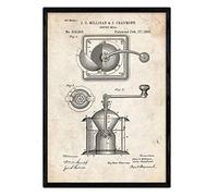 Nacnic Affiche Moulin à café brevet. Feuille avec le vieux brevet de dessin en format A3 et vintage background