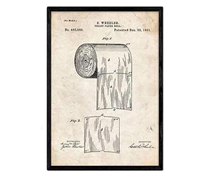 Nacnic Affiche papier toilette de brevet. Feuille avec le vieux brevet de dessin en format A3 et vintage background