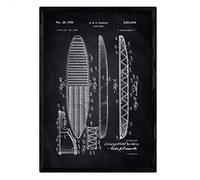 Nacnic Affiche planche de surf des brevets. Fiche avec l'ancien format A3 de brevet de conception avec fond noir