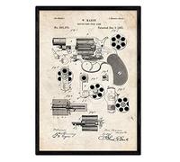 Nacnic Affiche Revolver de brevet. Feuille avec le vieux brevet de dessin en format A3 et vintage background