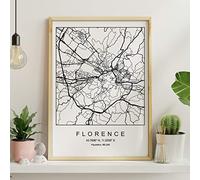 Nacnic Art Imprimer Plan de la Ville de Florence Style Nordique Noir et Blanc. Affiche de Format A3 Papier imprimé No 250 GR. Peintures, estampes et Affiches pour Le Salon et Chambre à Coucher