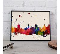 NACNIC Art Imprimer Ville de Valence Skyline aquarelle style et explosion de couleur Poster A3 Taille imprimée sur papier 250 gr Concevoir au meilleur prix avec cadre noir A3