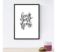 Nacnic Art Print avec des messages heureux en noir et blanc. Affiche 'Home Sweet Home' à l'encadrement. Taille A4 avec cadre