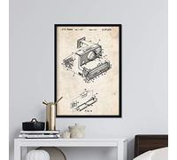 Nacnic brevet Affiche avec appareil photo Polaroid. Feuille avec le vieux brevet de dessin en format A3 et vintage background