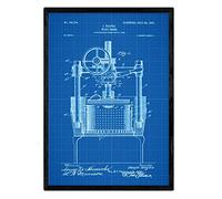 Nacnic Brevet Affiche avec le vin Sertissage. Fiche avec l'ancien format A3 de brevet de dessin avec le fond bleu
