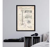 Nacnic brevet affiche de guitare. Feuille avec le vieux brevet de dessin en format A3 et vintage background