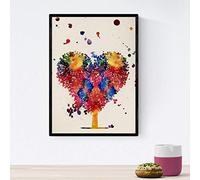 Nacnic coeur Affiche d'arbre avec la conception d'aquarelle. Mélanger avec des feuilles de style aquarelle pour la décoration intérieure. format A4