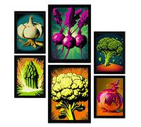 Nacnic Des légumes puissants Affiches. Illustrations en Couleur de Fruits, Légumes et Aliments sains dans un Style d'art Urbain. Design d'intérieur et décoration. A4 & A3 Cadres noirs.