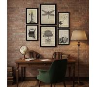 Nacnic Dessins d'époque Affiches. Illustrations de Style Rétro avec des Thèmes de Nature et de Voyage sur des Arrière-plans d'encyclopédie. Design d'intérieur et décoration. A4 & A3 Cadres noirs.