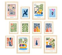 Nacnic Ensemble de 12 cadres de design d'intérieur ModernMix 1 : 4 A3 et 8 A4, cadres en bois clair - Décoration murale élégante et contemporaine - Affiche d'art mural pour la décoration murale.