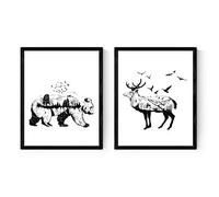 Nacnic Ensemble de 2 Affiches de Animaux dans un style nordique. Décoration murale avec des motifs de la nature. Des affiches magnifiquement conçues pour votre maison, magasin, bureau... Format A3