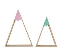 Nacnic Ensemble de 2 étagères murales de Style montagnard Bleu et Rose. Étagères flottantes au Design Triangulaire. Étagère Murale à Suspendre dans Les Chambres d'enfants et de bébés.