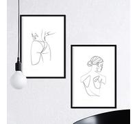 Nacnic Ensemble de 2 feuilles de dessins avec un seul coup « femme féminine dos et le cul. » Les affiches avec une seule ligne. format A3 unframed