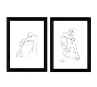 Nacnic Ensemble de 2 feuilles de dessins avec un seul coup « femme nue assise et debout. » Les affiches avec une seule ligne. A4 unframed