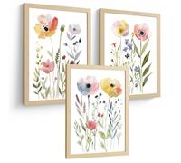 Nacnic Ensemble De 3 Affiches De Fleurs À L'Aquarelle. Décoration Murale Avec Des Fleurs Colorées. Posters Botaniques Minimalistes Pour Salon Et Chambre. Dimensions A4 Sans Cadre