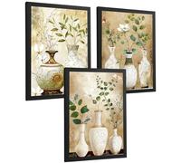 Nacnic Ensemble De 3 Affiches Florales. Décoration Murale Avec Des Fleurs Classiques. Posters Botaniques. Affiches De Fleurs Sauvages Pour Salon Et Chambre. Dimensions A4 Cadre Noir