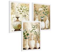 Nacnic Ensemble De 3 Affiches Florales. Décoration Murale Avec Des Fleurs Classiques. Posters Botaniques. Affiches De Fleurs Sauvages Pour Salon Et Chambre. Dimensions A4 Cadre Blanc