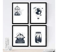 Nacnic Ensemble de 4 feuilles de forêt gratuit en format A3, Papier affiche 250 gr de haute qualité. Frameless