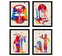 Nacnic Ensemble de 4 plaques pour le cadrage Star Wars style aquarelle. format A4 avec Marco