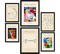 Nacnic Ensemble de 6 affiches à l'encre noire. Femmes. Estampes de fauvisme et de surréalisme pour l'aménagement intérieur et la décoration A3 et A4, sans cadres.