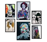 Nacnic Ensemble de 6 affiches Art de la rue. Impressions d'art mural esthétiques pour conception de chambre à coucher ou de salon. Tailles A3 et A4. Avec cadre noir..