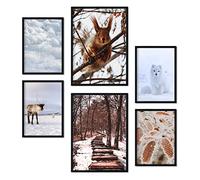 Nacnic Ensemble de 6 affiches d'Animaux dans la neige. Impressions d'art mural esthétiques pour conception de chambre à coucher ou de salon. Tailles A3 et A4. Sans cadre.