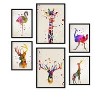 Nacnic Ensemble de 6 affiches d'aquarelle. Collection de plaques avec collage esthétique pour la décoration d'intérieur. Tailles A3 et A4. Sans cadre.