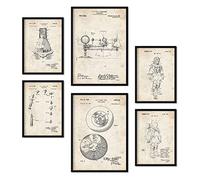 Nacnic Ensemble de 6 affiches de brevets Astronaute. Affiches avec des illustrations de brevets rétro pour votre maison. Décoration intérieure de style vintage. Formats A4 et A3. Sans cadre.
