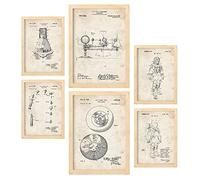 Nacnic Ensemble de 6 affiches de brevets Astronaute. Affiches avec des illustrations de brevets rétro pour votre maison. Décoration intérieure de style vintage. Formats A4 et A3. Avec cadre.