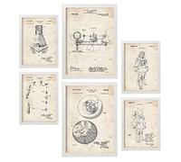 Nacnic Ensemble de 6 affiches de brevets Astronaute. Affiches avec des illustrations de brevets rétro pour votre maison. Décoration intérieure de style vintage. Formats A4 et A3. Avec cadre.