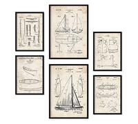 Nacnic Ensemble de 6 affiches de brevets Bateau. Affiches avec des illustrations de brevets rétro pour votre maison. Décoration intérieure de style vintage. Formats A4 et A3. Sans cadre.