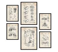Nacnic Ensemble de 6 affiches de brevets Jouets. Affiches avec des illustrations de brevets rétro pour votre maison. Décoration intérieure de style vintage. Formats A4 et A3. Avec cadre.