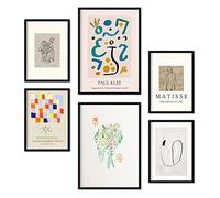 Nacnic Ensemble de 6 affiches de Modernisme. Collection de plaques avec collage esthétique pour la décoration d'intérieur. Tailles A3 et A4. Avec cadre noir.
