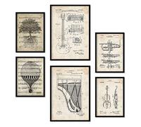 Nacnic Ensemble de 6 affiches de musique. Collection de plaques avec collage esthétique pour la décoration d'intérieur. Tailles A3 et A4. Sans cadre.