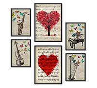 Nacnic Ensemble de 6 affiches de musique vintage. Collection de plaques avec collage esthétique pour la décoration d'intérieur. Tailles A3 et A4. Sans cadre.