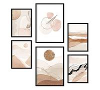 Nacnic Ensemble de 6 affiches Dessert abstrait. Collection de plaques avec collage esthétique pour la décoration d'intérieur. Tailles A3 et A4. Avec cadre noir.