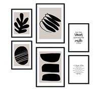 Nacnic Ensemble de 6 affiches en noir et blanc. Collection de plaques avec collage esthétique pour la décoration d'intérieur. Tailles A3 et A4. Sans cadre.