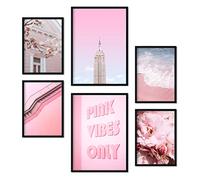 Nacnic Ensemble de 6 affiches La vie en rose. Impressions d'art mural esthétiques pour conception de chambre à coucher ou de salon. Tailles A3 et A4. Sans cadre.