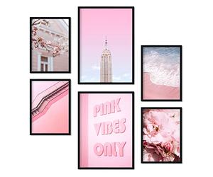 Nacnic Ensemble de 6 affiches La vie en rose. Impressions d'art mural esthétiques pour conception de chambre à coucher ou de salon. Tailles A3 et A4. Sans cadre.