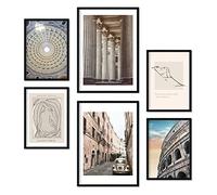 Nacnic Ensemble de 6 affiches Rome vintage. Impressions d'art mural esthétiques pour conception de chambre à coucher ou de salon. Tailles A4 et A5. Sans cadre.