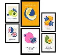 Nacnic Ensemble de 6 affiches sur l'alimentation et la nutrition. Ambiance tropicale. Affiches nature et nutrition pour l'aménagement intérieur et la décoration. A3 et A4, sans cadres.
