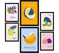 Nacnic Ensemble de 6 affiches sur l'alimentation et la nutrition. Fruit exotique. Affiches nature et nutrition pour l'aménagement intérieur et la décoration. A3 et A4, sans cadres.